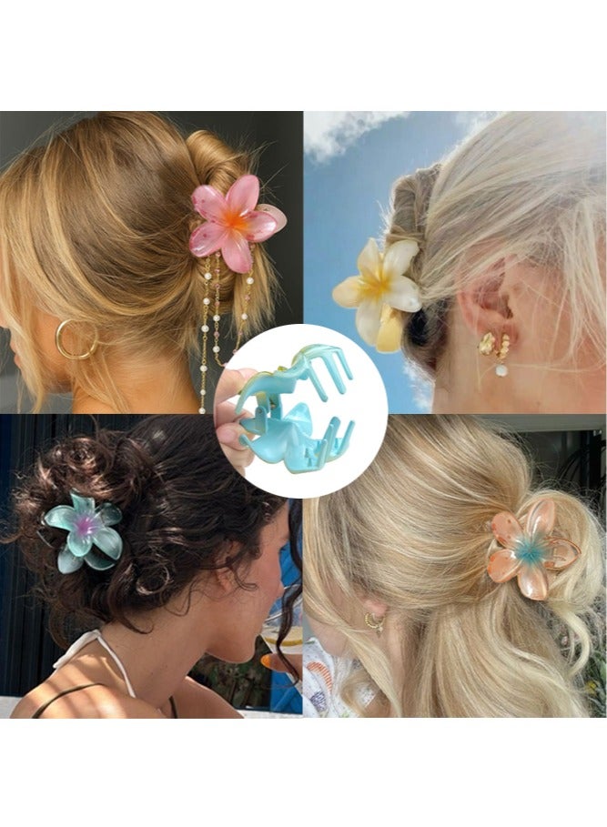 Floral Jelly Flower Hair Clip,4 Pcs Hawaiian Plumeria Claw Clips,Fine Glitter-No Slip Cute Wedding Bridesmaid Catch,Fashionable Hair Accessories, Petal Design, Hair Clips for Women and Girls, 4 Colours - Image 5